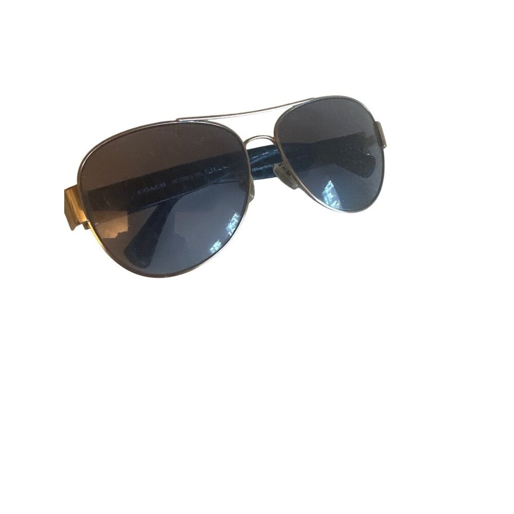 Coach Black &‎ Gold Sunglasses With Carriage Detail & Blue-Tinted Lenses